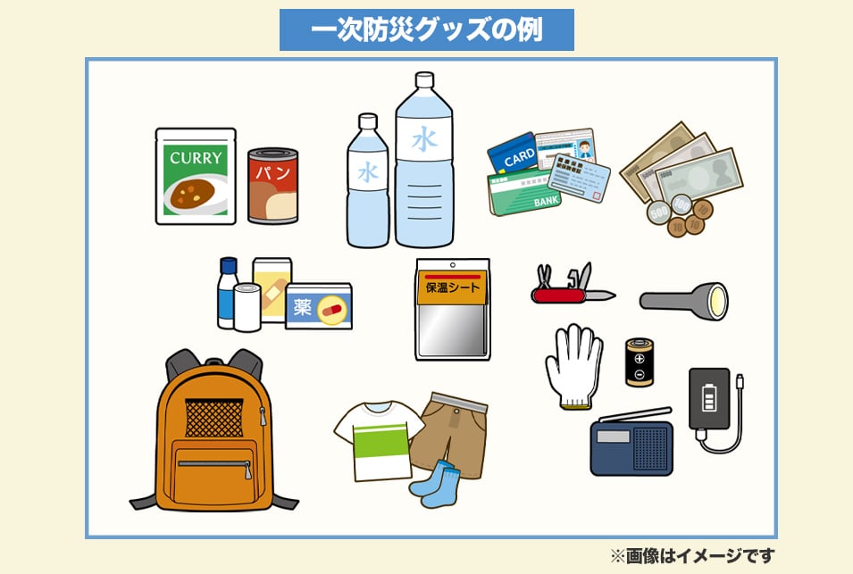 災害発生の緊急時に持ち出す『一次防災』用防災グッズ