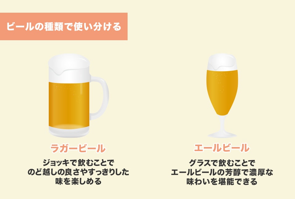ビールの種類によって使い分ける