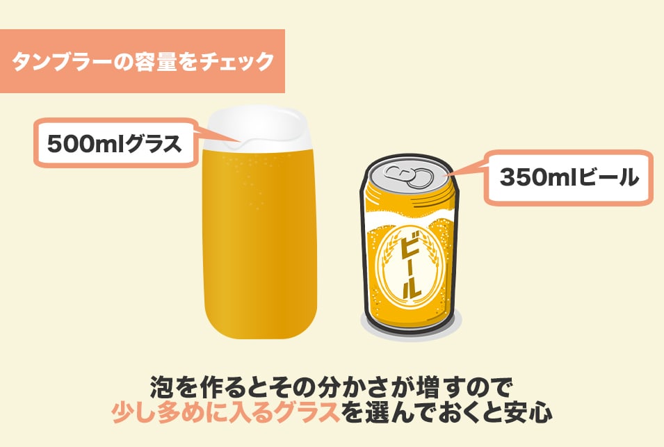 ビール用タンブラーの容量をチェック